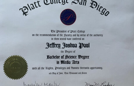 Jeffrey Paul Bachelor of Science Degree