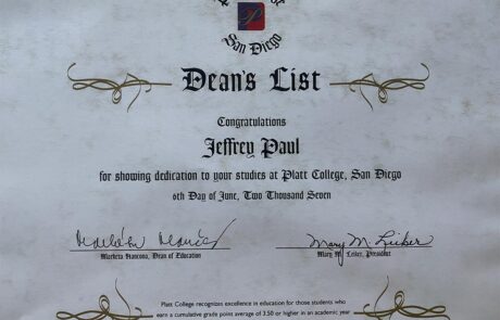 Jeffrey Paul – Dean's List